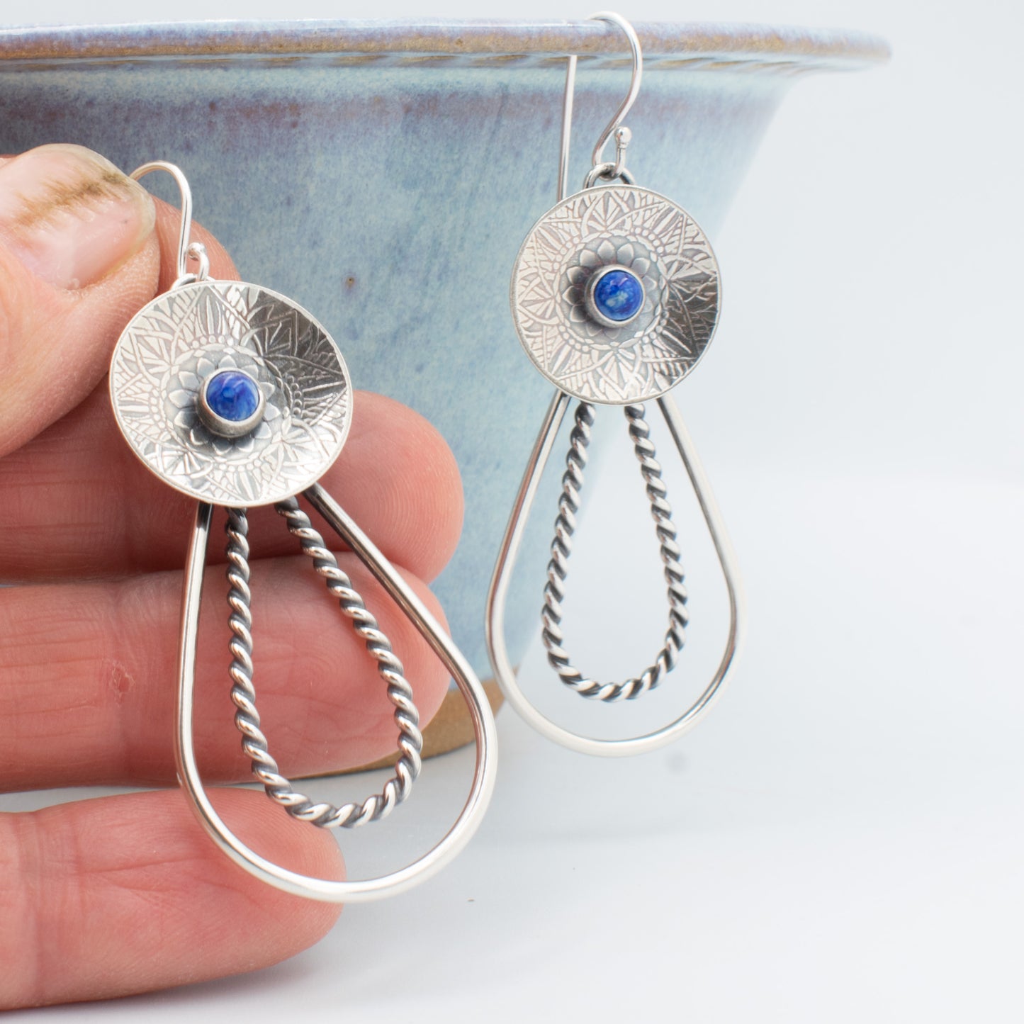 Dutch Blue Twisted Hoop Earrings