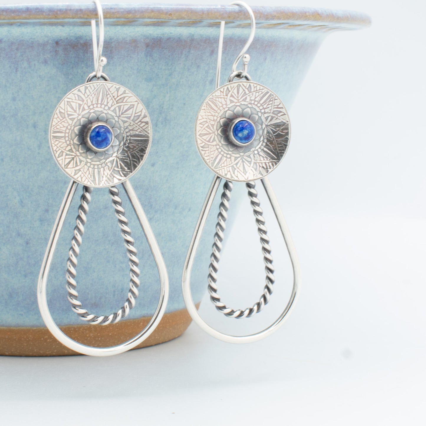 Dutch Blue Twisted Hoop Earrings