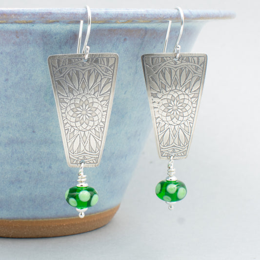 Paridot and Soft Yellow Dotted Earrings (Copy)