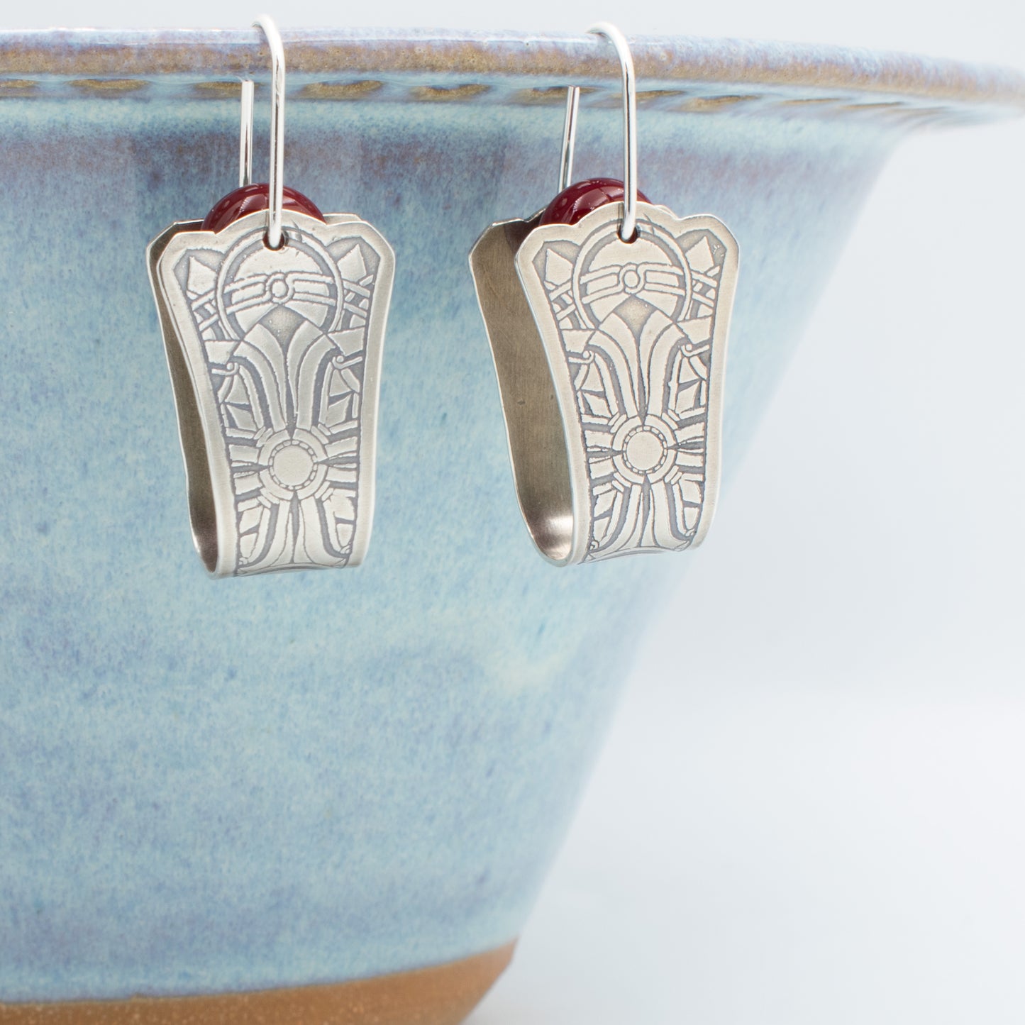 Deep Red Lace Western Earrings