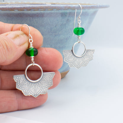 Emerald Half Mandala Earring