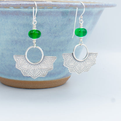 Emerald Half Mandala Earring