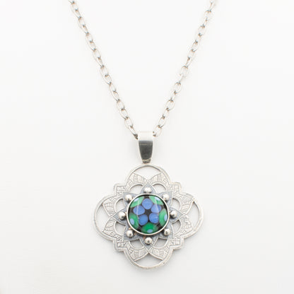 Blue and Green Filagree Necklace