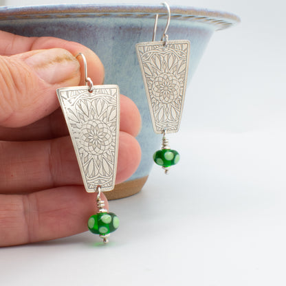 Paridot and Soft Yellow Dotted Earrings (Copy)