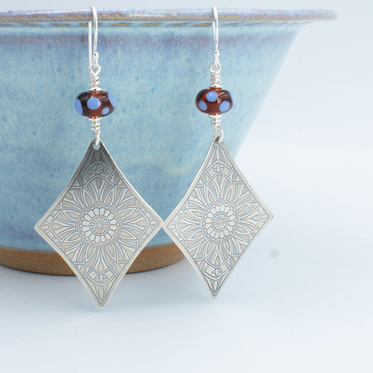 Periwinkle and Almond Dotted Diamond Earrings