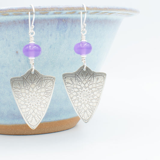 Lavender Flower Peddle Earrings