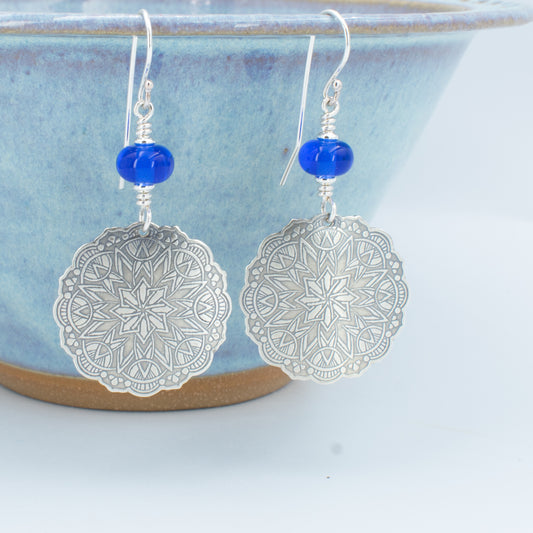 Denim Blue Mandala Earrings