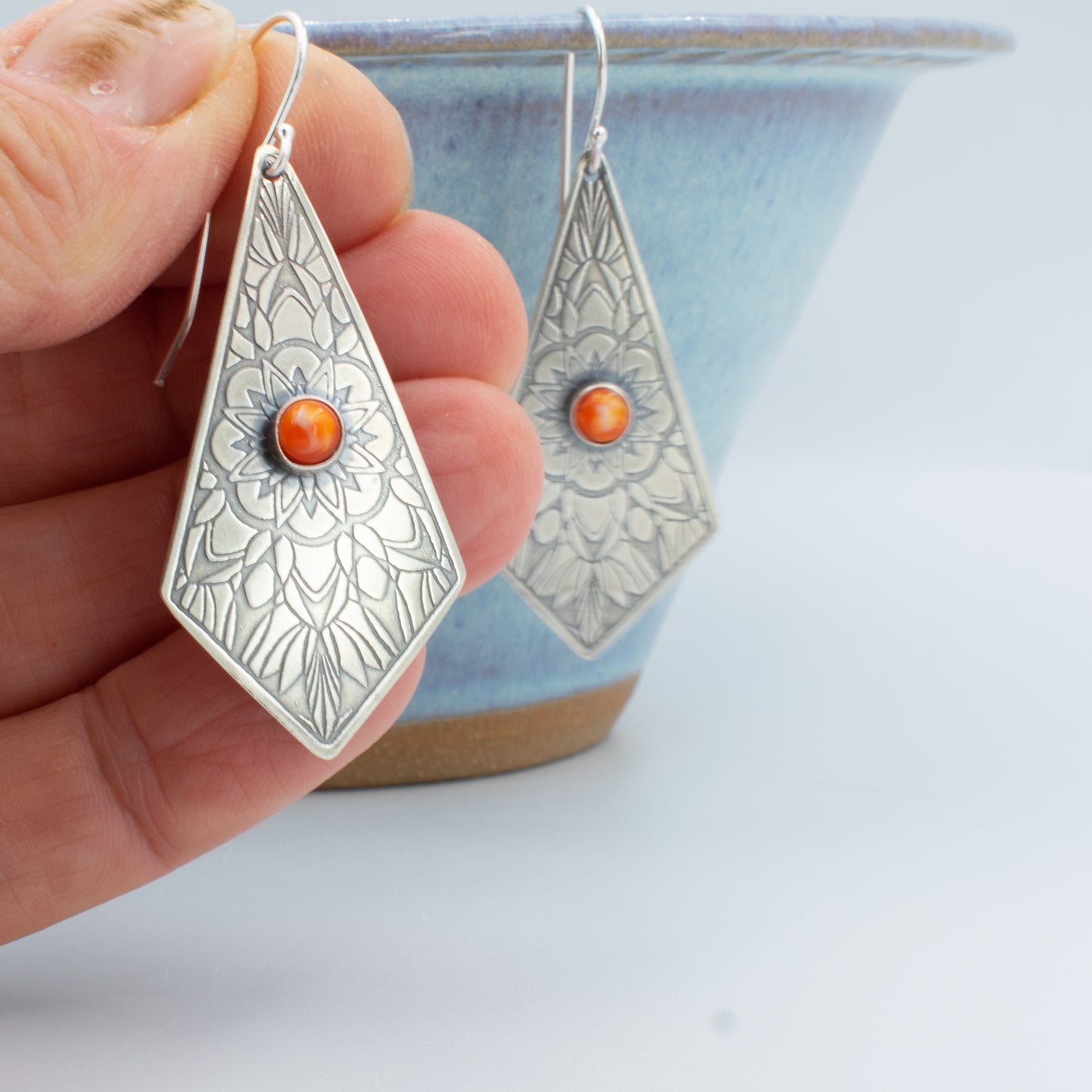 Orange Swirl Diamond Earrings