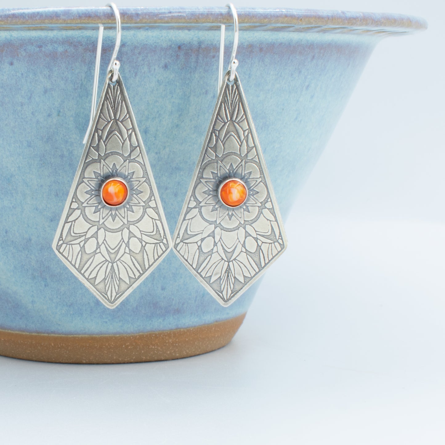 Orange Swirl Diamond Earrings