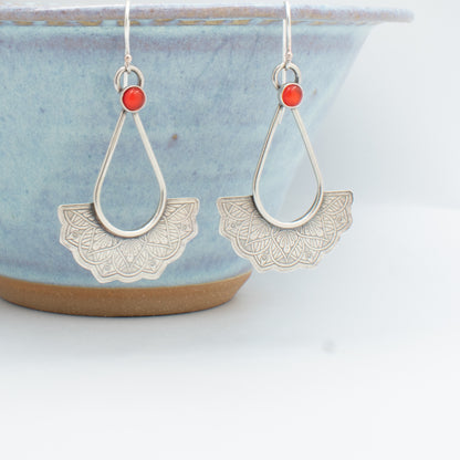 Persimmon Half Mandala Hoop Earrings