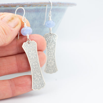 Periwinkle Swirl Long Drop Earrings