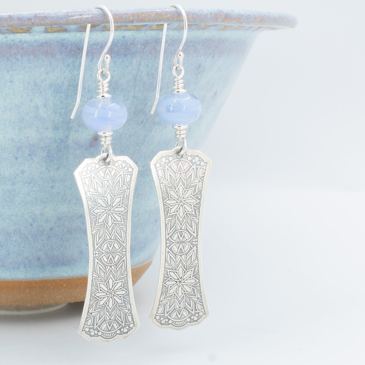 Periwinkle Swirl Long Drop Earrings