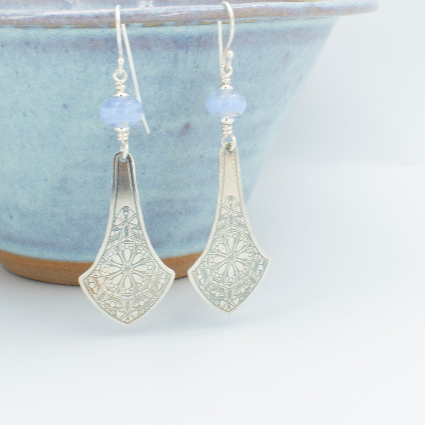 Periwinkle Swirl Shield Earrings