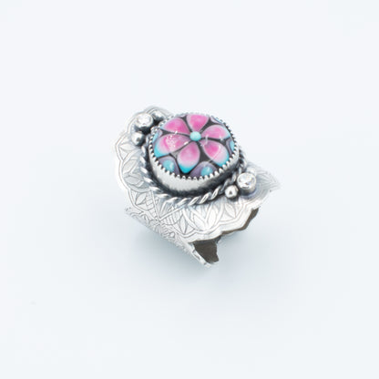 Pink and Turquoise Fancy Saddle Ring