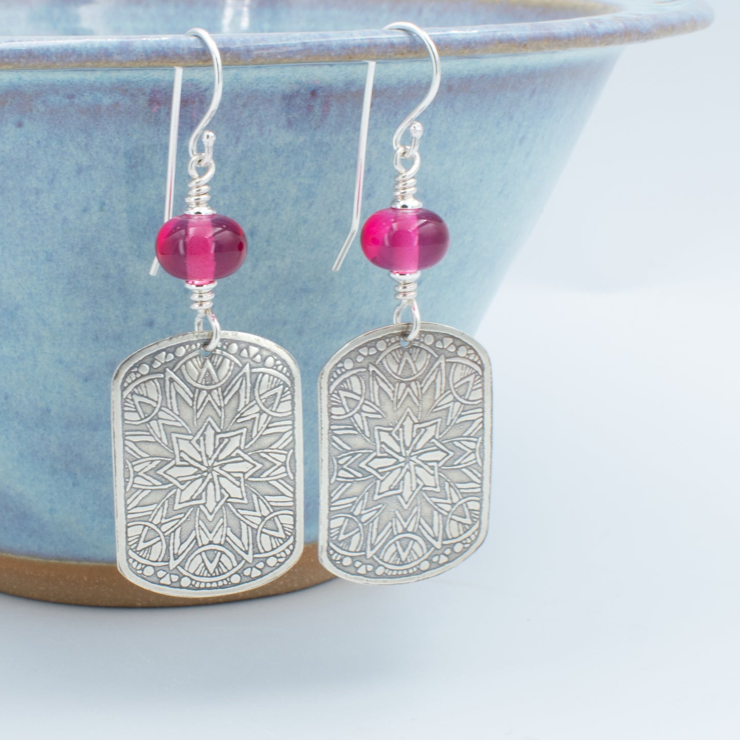 Sparkling Pink Dangle Earrings