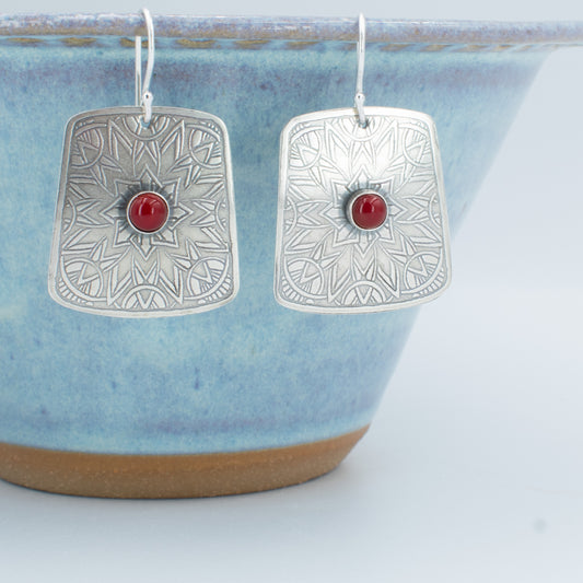 Really Red Squarish Dangle Earrings