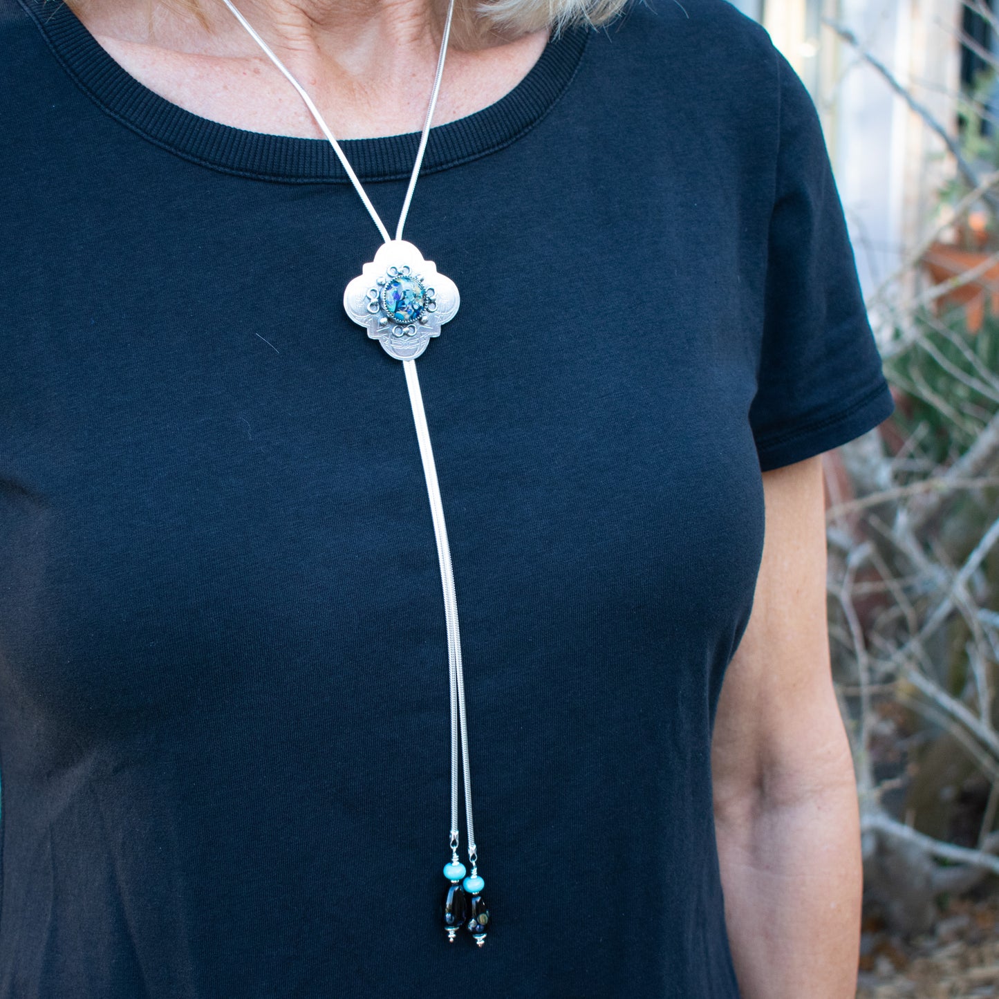Big Sky Blue Chain Bolo Tie