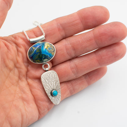 Sky Blue and Shard Oval Necklace