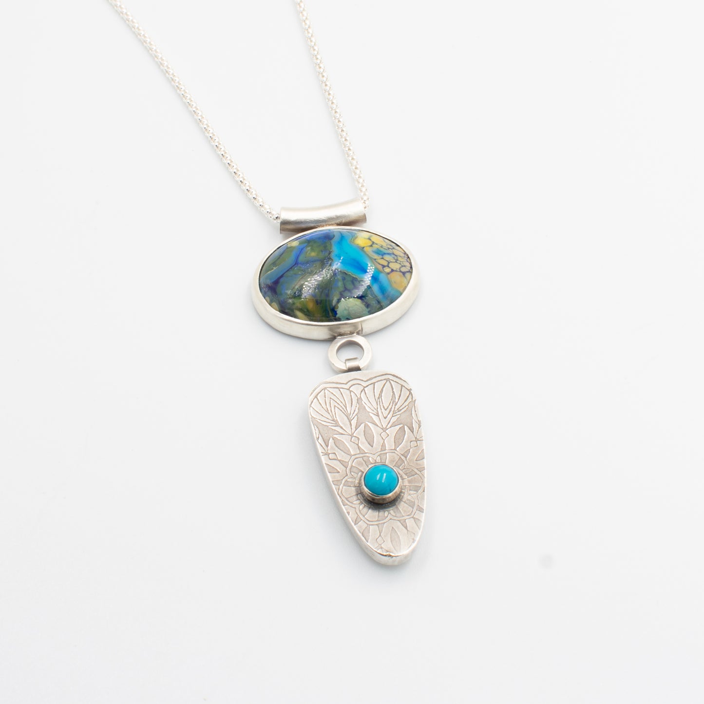 Sky Blue and Shard Oval Necklace
