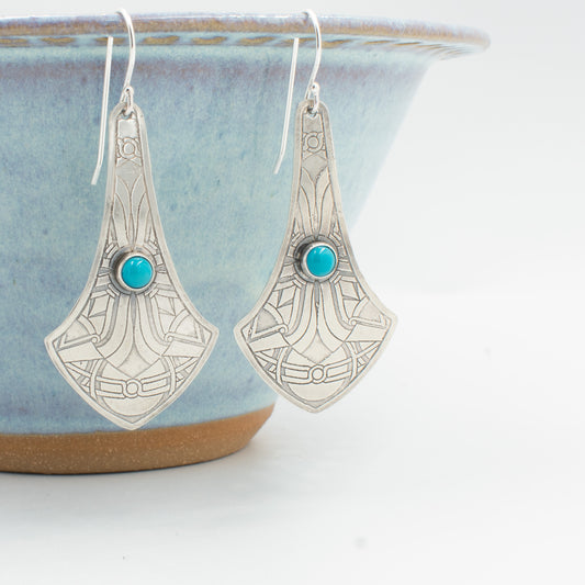 Sky Blue Shield Earrings