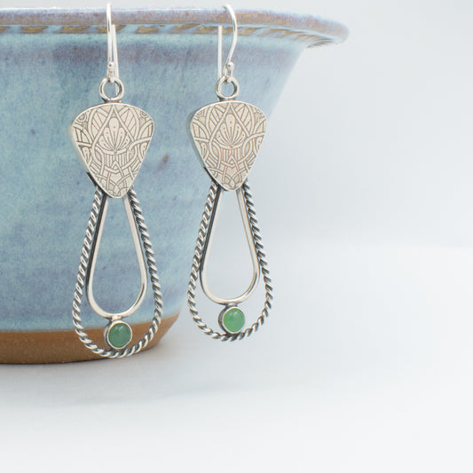 Sage Green Hollow Form Double Hoop Earrings