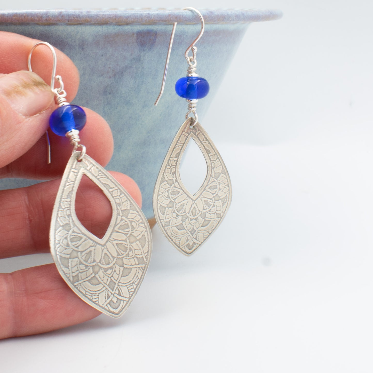 Beautiful Blue Open Drop Earrings