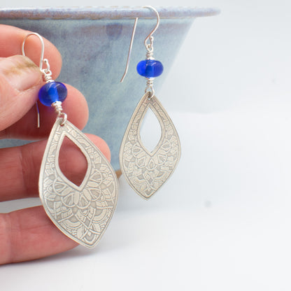 Beautiful Blue Open Drop Earrings
