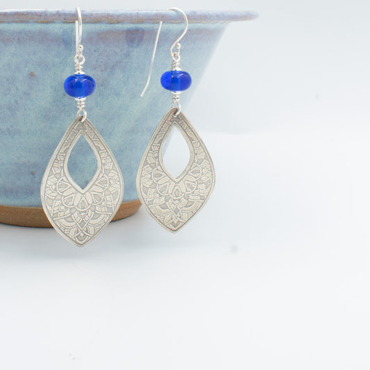 Beautiful Blue Open Drop Earrings