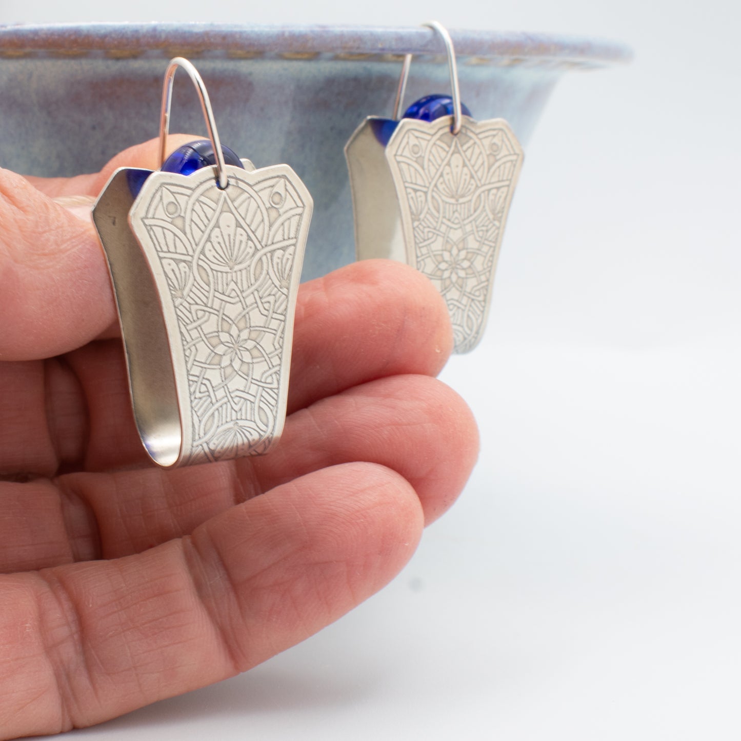 Transparent Blue Stirrup Earrings
