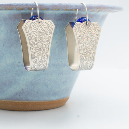 Transparent Blue Stirrup Earrings
