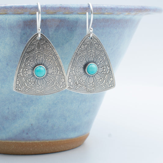 Turquoise Cab Shield Earrings