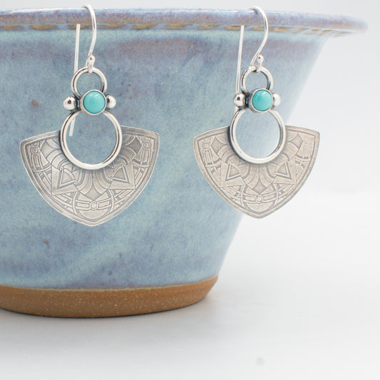 Turquoise Half Round Jess Earrings