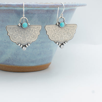 Turquoised Layered Mandala Earrings
