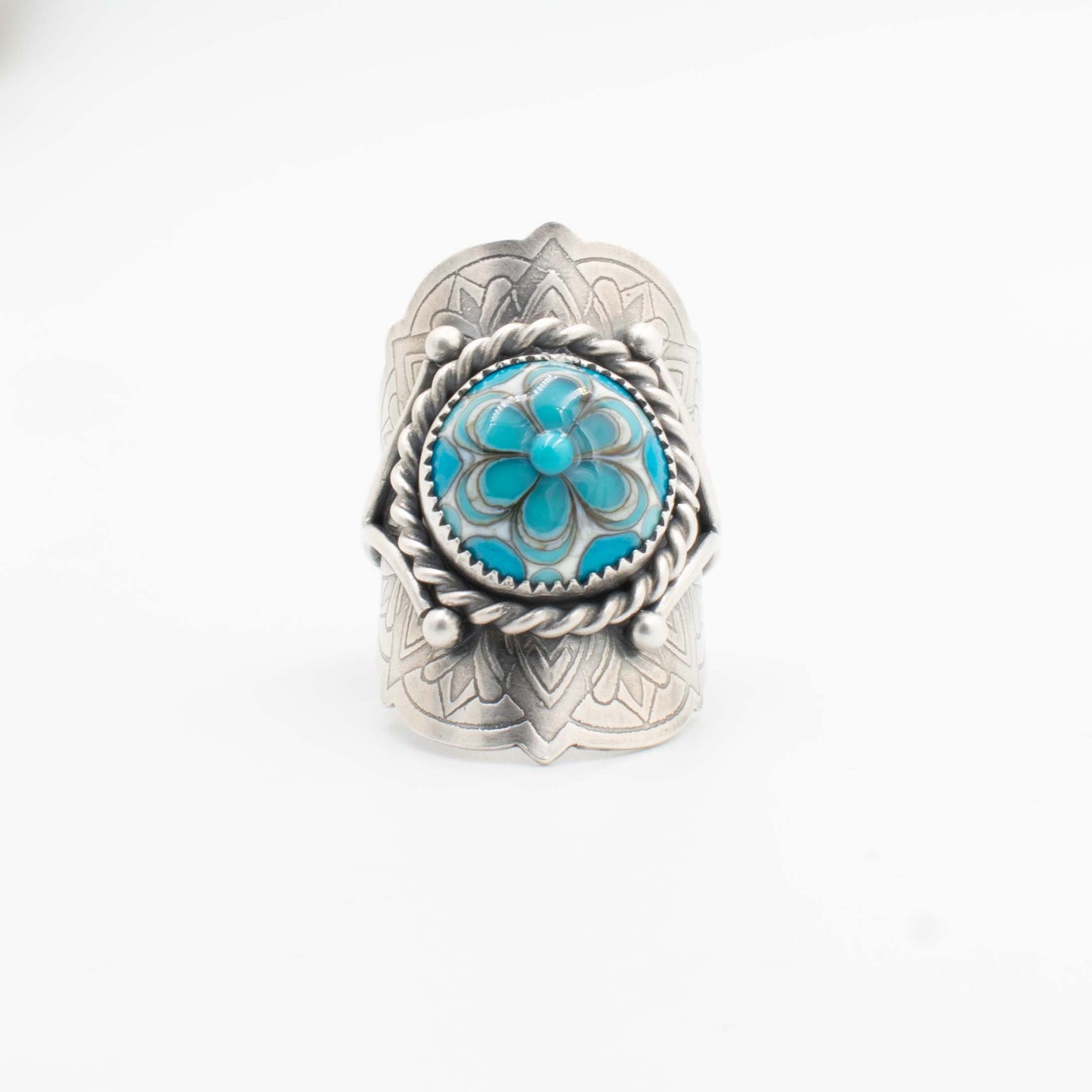 Turquoise Floral Saddle Ring
