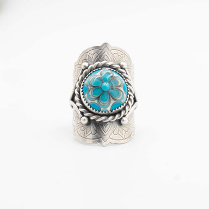 Turquoise Floral Saddle Ring