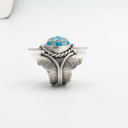 Turquoise Floral Saddle Ring