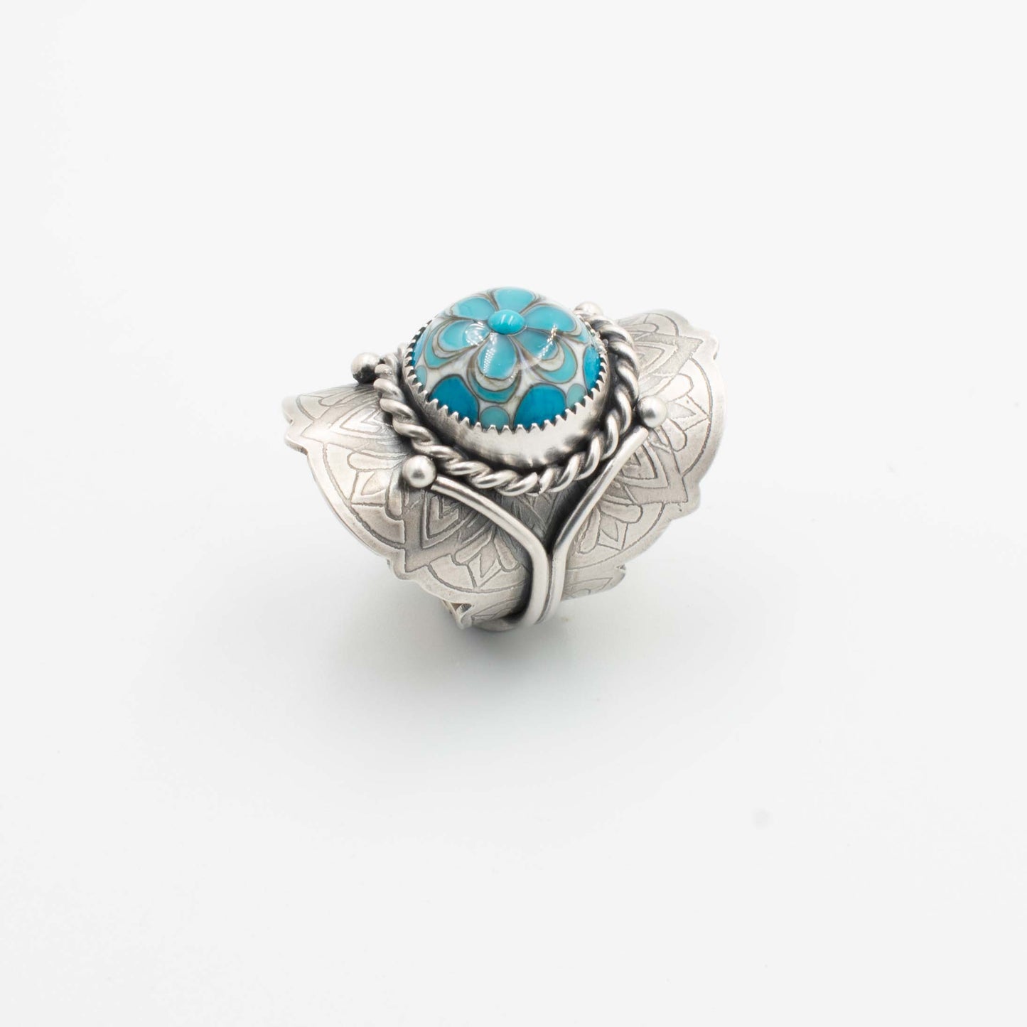 Turquoise Floral Saddle Ring