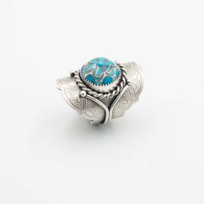Turquoise Floral Saddle Ring