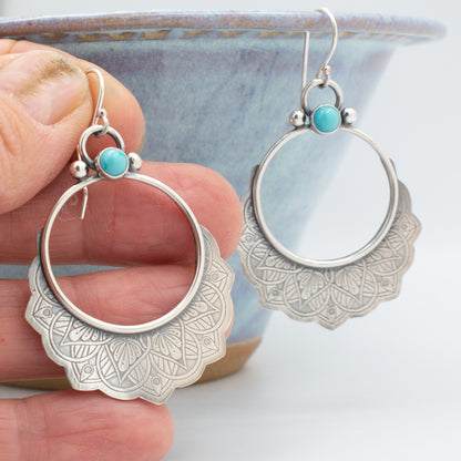 Turquoise Boho Hoop Earrings