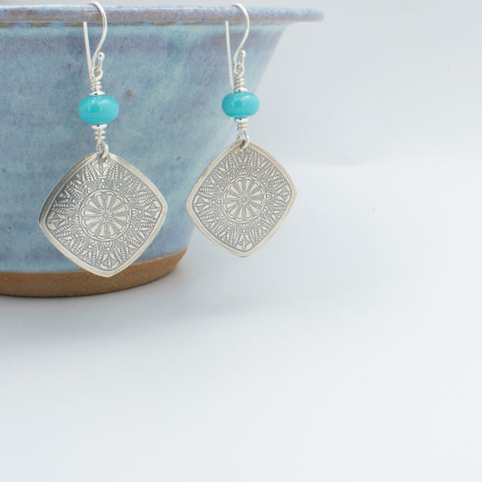 Turquoise Soft Square drop earrings