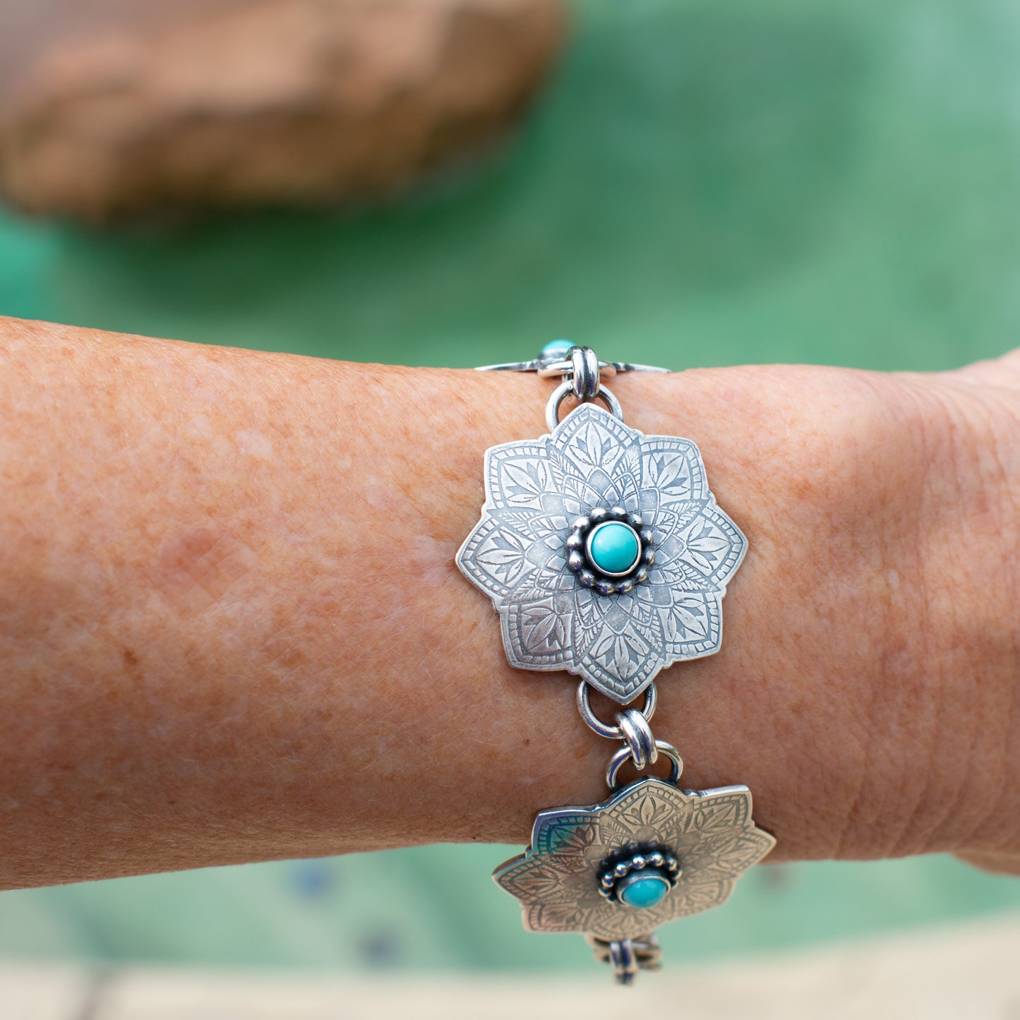 Turquoise Mandala Chain Bracelet