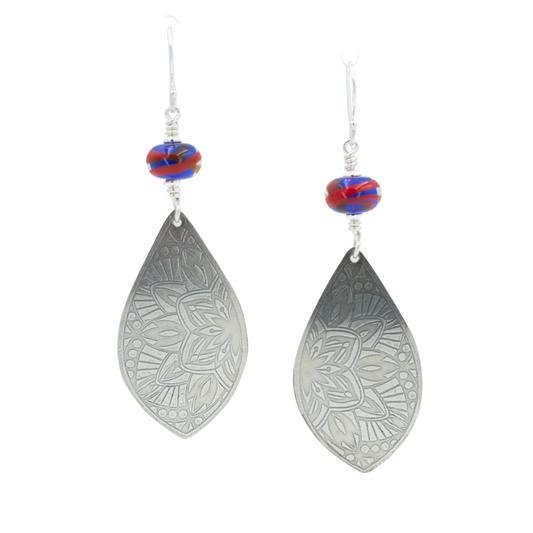 Red and Blue Swirl Reflective Earrings