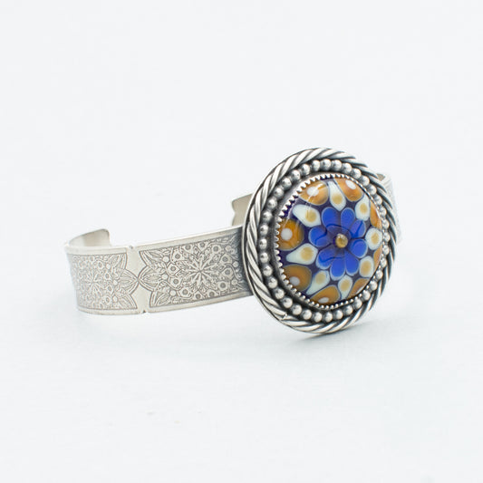 Almond and Cobalt Blue Cuff Bracelet