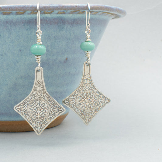 Turquoise Drop Square Earrings