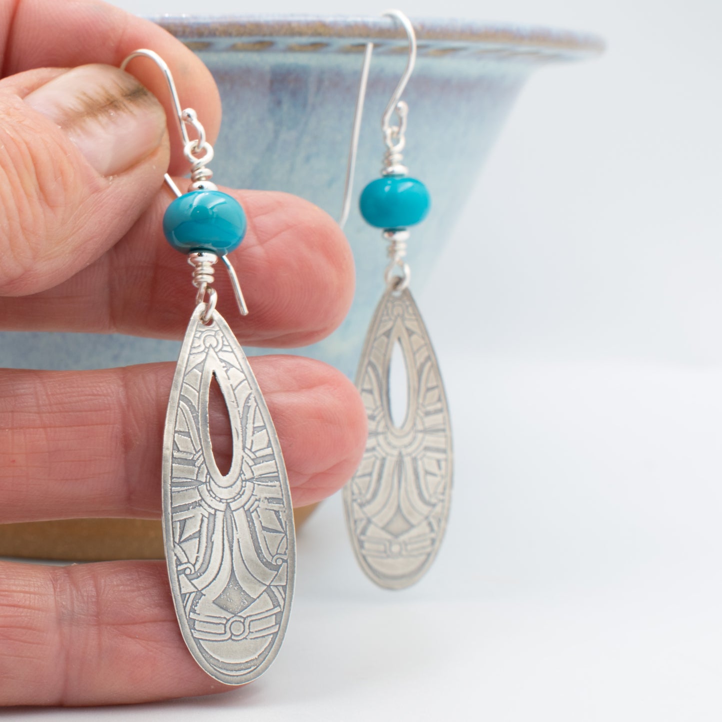 Turquoise Open Tear Drop Earrings