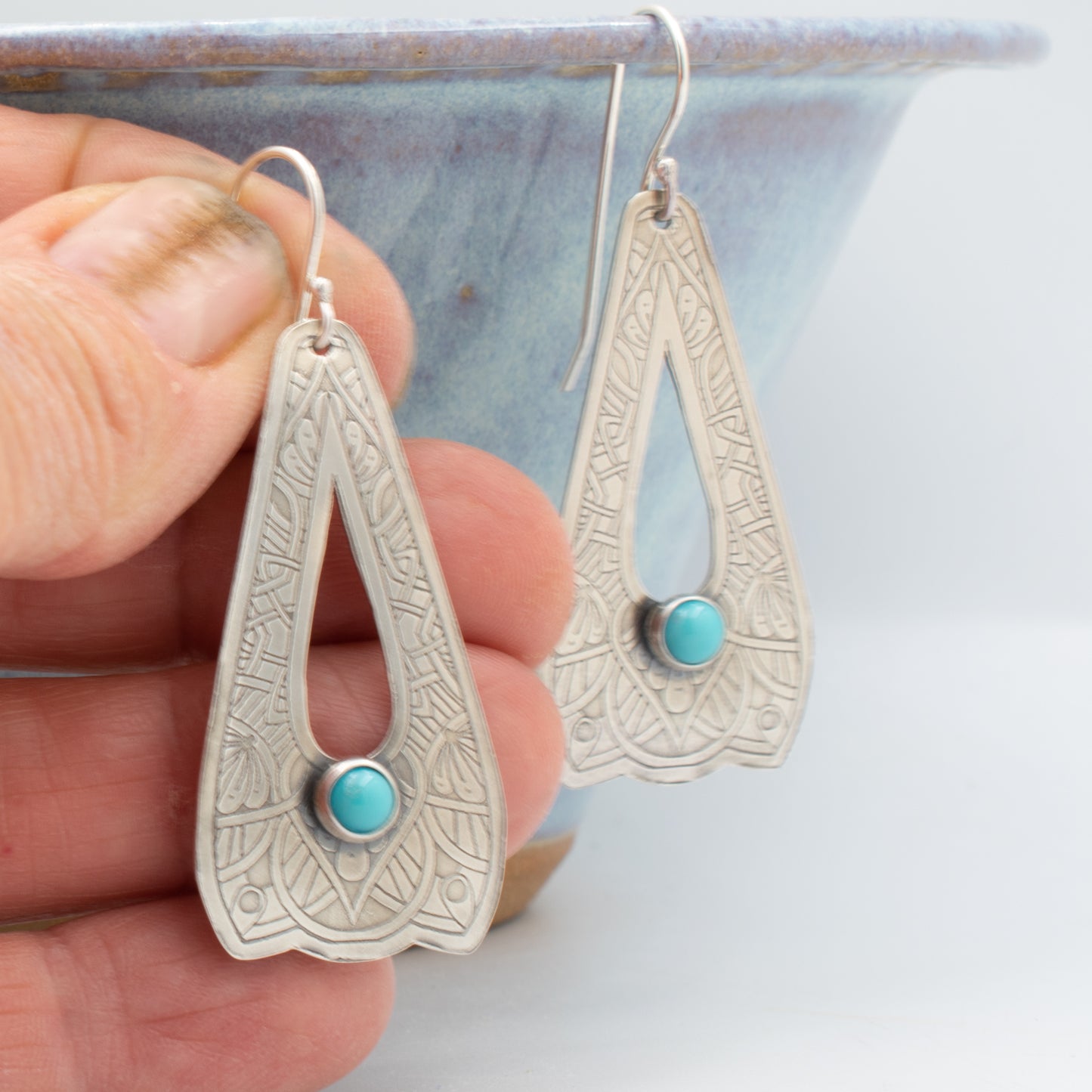 Turquoise Lace Open Drop Earrings