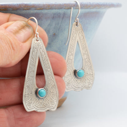 Turquoise Lace Open Drop Earrings