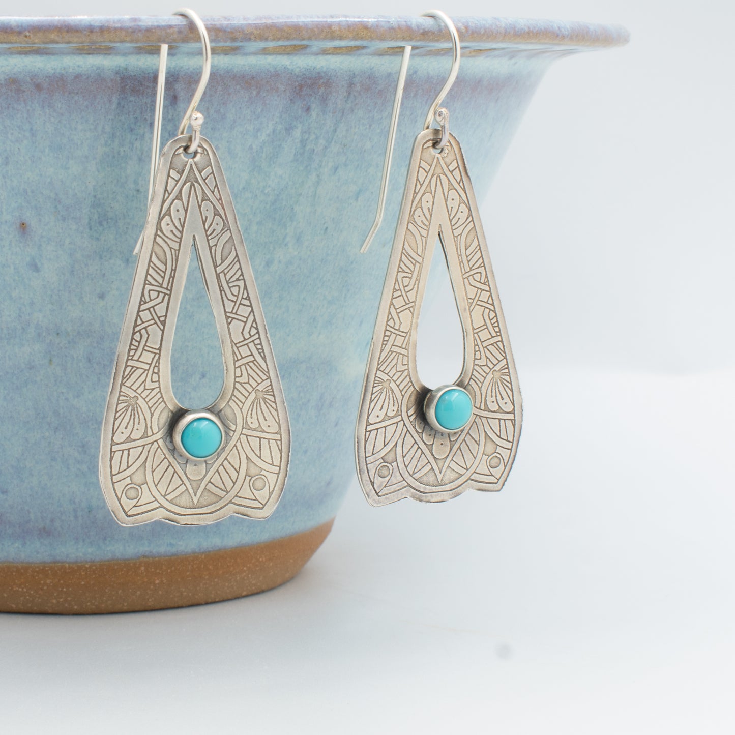 Turquoise Lace Open Drop Earrings