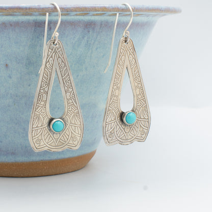 Turquoise Lace Open Drop Earrings