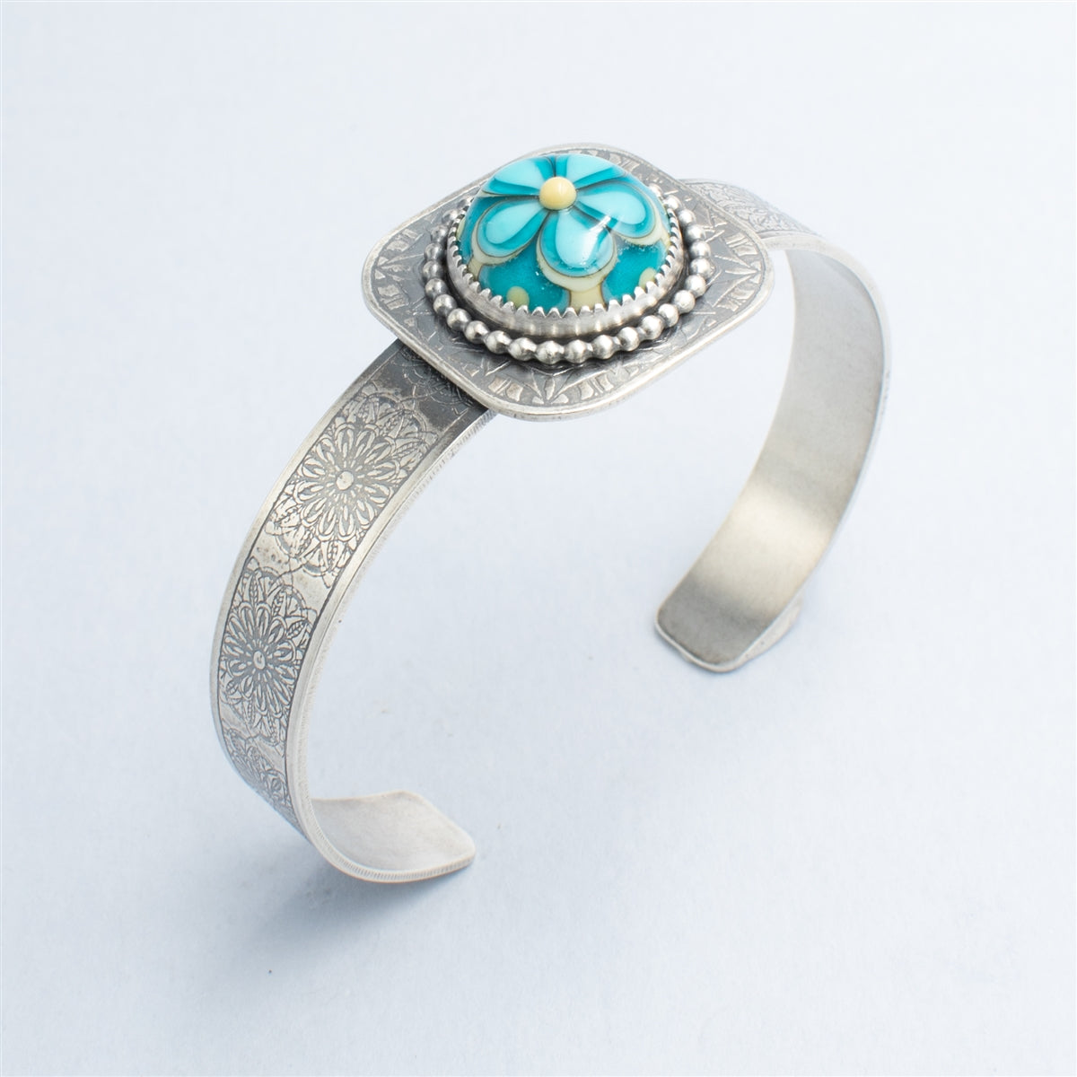 Turquoise and Sand sterling silver Cuff bracelet